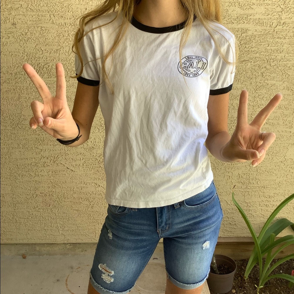 On Fire Ringer Tee white cropped L juniors